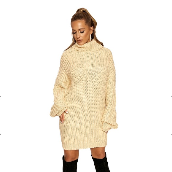 LAST ONE naked wardrobe nude oversized knit sweater dress - Picture 4 of 5